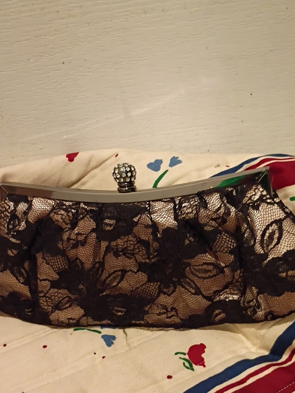 Elegant Black Lace Overlay Clutch Bag - Evening Purse